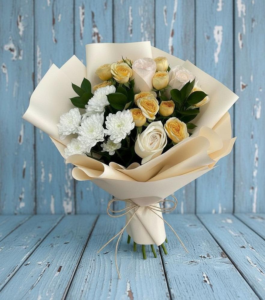 Букет цветов из: Розы и Хризантемы в Семёнове
