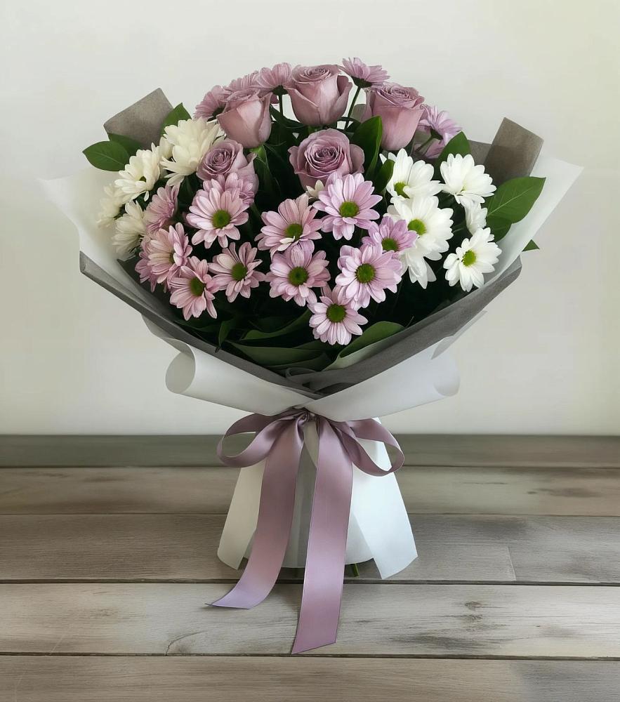 Букет цветов из: Хризантемы и Розы в Семёнове