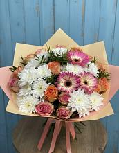 Букет цветов из:  Розы, Герберы и Хризантемы в Семёнове