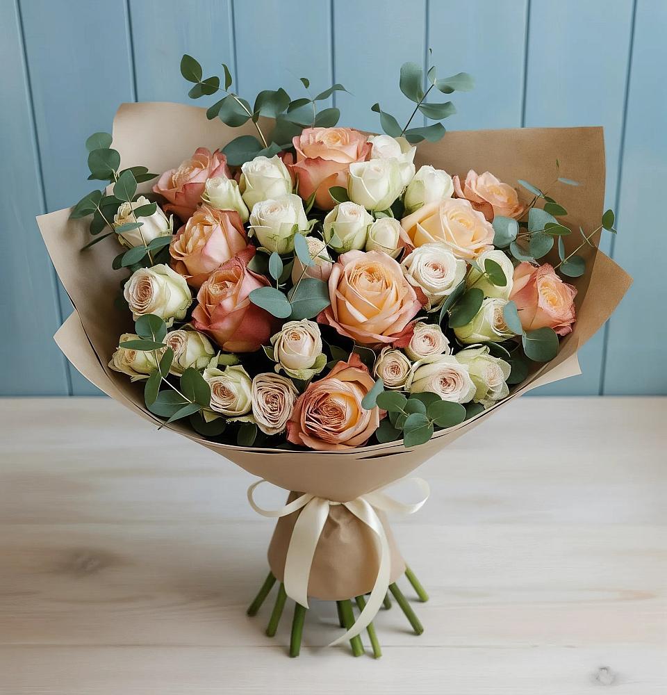 Букет цветов из: Альстромерии и Розы в Семёнове