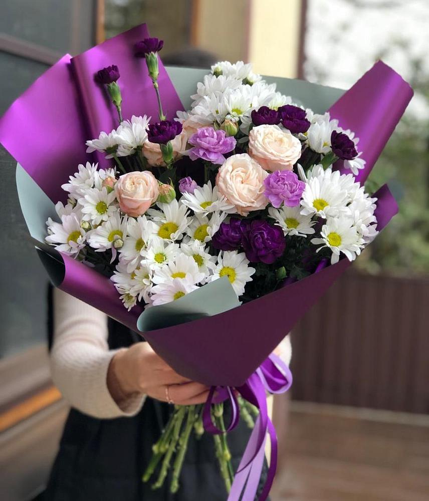 Букет цветов из: Хризантемы, Гвоздики и Розы в Семёнове