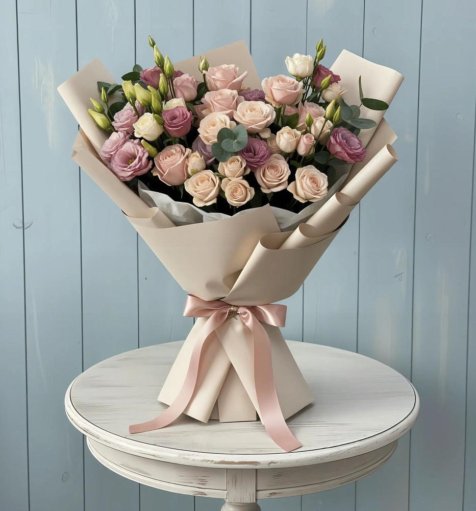 Букет цветов из: Розы и Лизиантусы в Семёнове