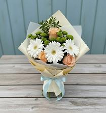 Букет цветов из:  Герберы, Розы и Хризантемы в Семёнове